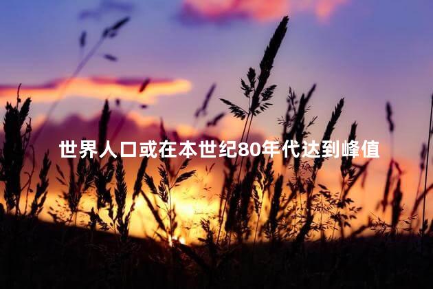 世界人口或在本世纪80年代达到峰值